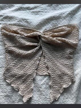 Princess Polly Beige Textured Tie-Front Tube Top